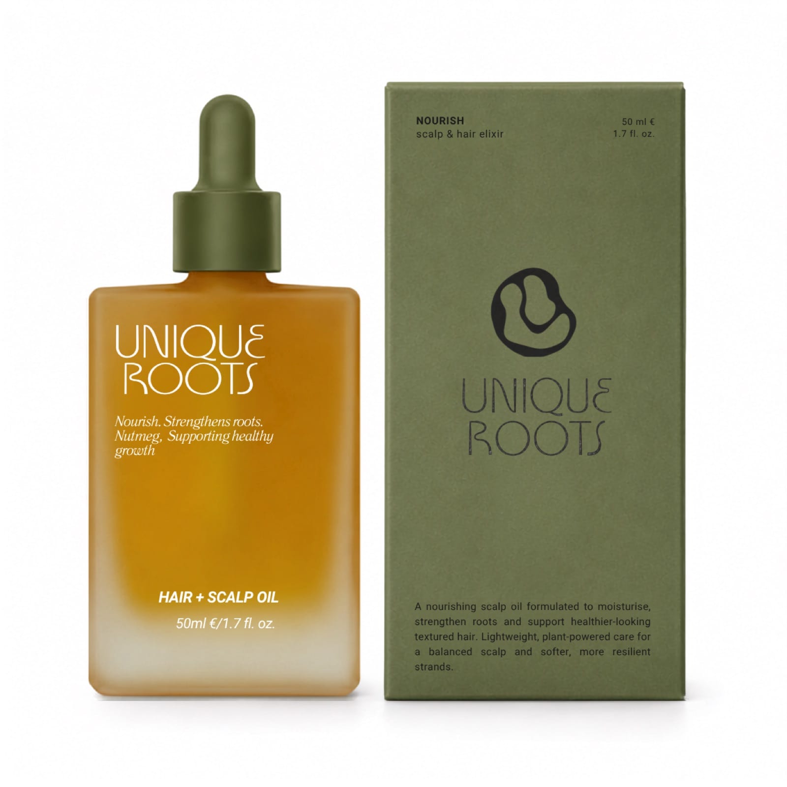 Unique Roots identity mark — a soft organic outline used as the brand symbol
